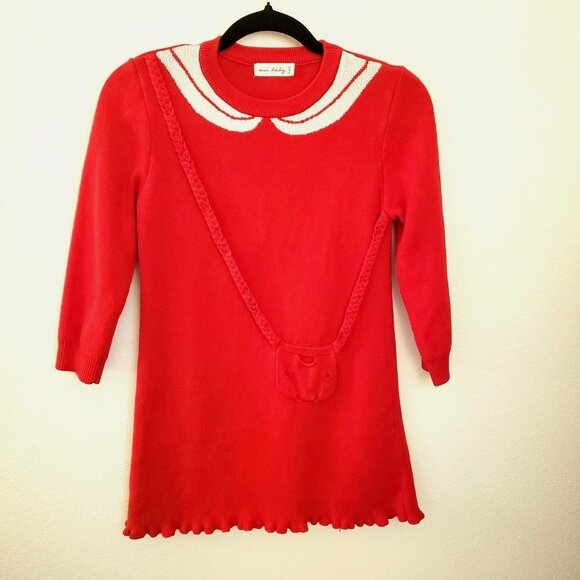 Ami Baby Other - Ami Baby Girls Red and White Knit Sweater Dress Size 8-10 Years EUC